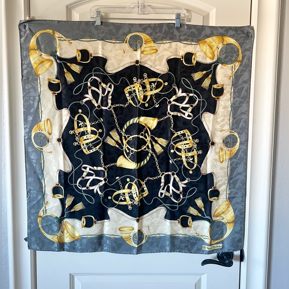 RENATO BALESTRA Italian Large Square Silk Scarf